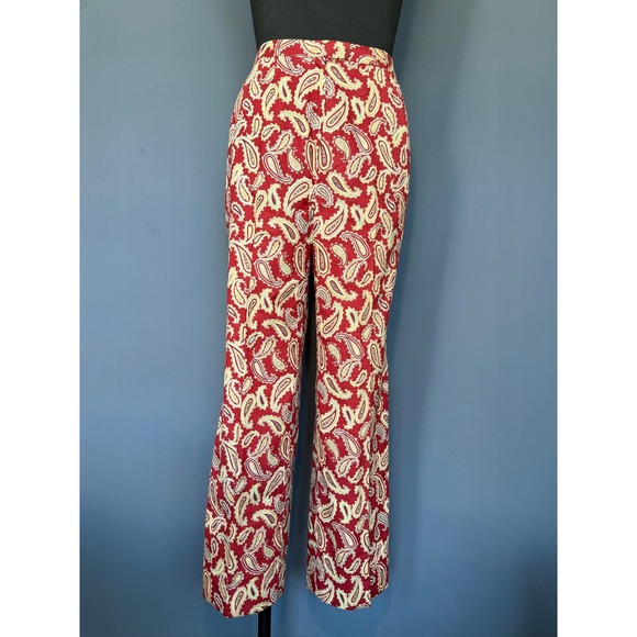 Vintage Ruth Matthews Paisley Wide Leg Pants | Size‎ 26W | High Rise Boho Cotton - Picture 2 of 9